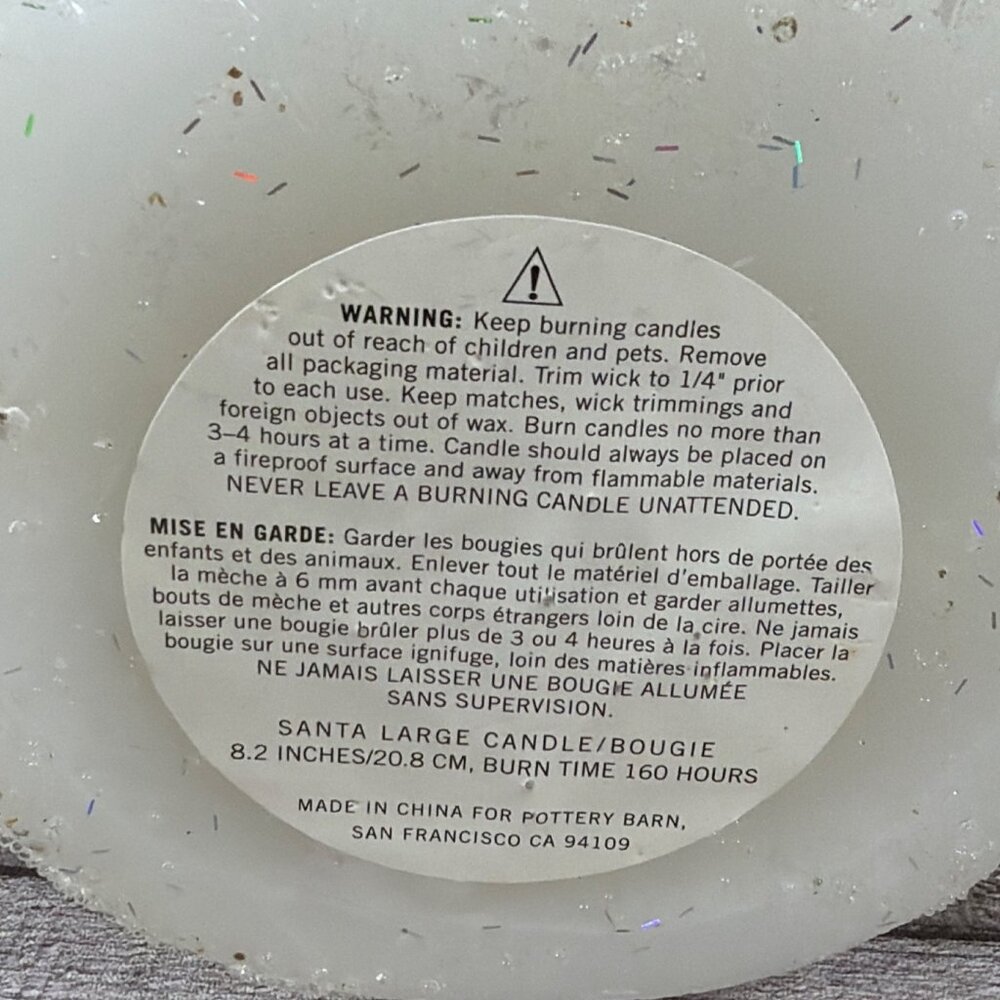 Pottery Barn 1998 Bougie Santa Glitter Candle Christmas Holiday Retired Vintage - Picture 2 of 15